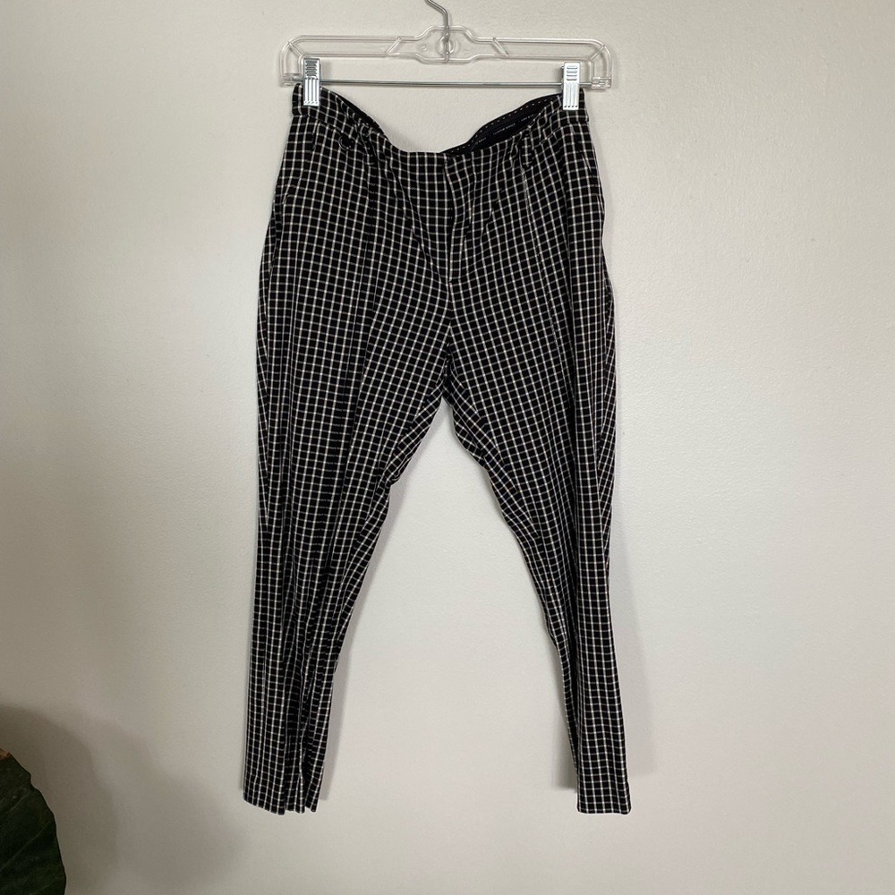 Anthropologie Black and White Checkered Pants